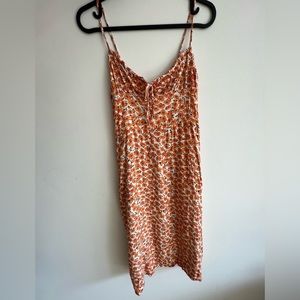 Orange ditsy floral midi dress